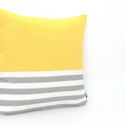 Lemon Yellow & Grey Colorblock Pillow Covers All Sizes, Home Gifts For You - thumbnail 2