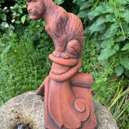 Curious Cat Roof Finial 90 Degree Angled Decorative Stone Ridge Tile Original Design - thumbnail 3