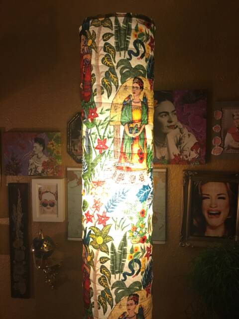 Eclectic Lamp With Frida Motif Fabric, Viva La Vida Living Style Lamp, Gift For Interior, Home, Sweet Floor Interior - image 1