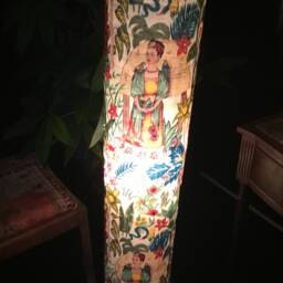 Eclectic Lamp With Frida Motif Fabric, Viva La Vida Living Style Lamp, Gift For Interior, Home, Sweet Floor Interior - thumbnail 2