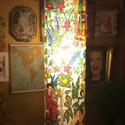 Eclectic Lamp With Frida Motif Fabric, Viva La Vida Living Style Lamp, Gift For Interior, Home, Sweet Floor Interior - thumbnail 3