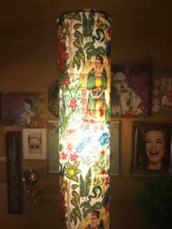 Eclectic Lamp With Frida Motif Fabric, Viva La Vida Living Style Lamp, Gift For Interior, Home, Sweet Floor Interior - thumbnail 1