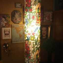 Eclectic Lamp With Frida Motif Fabric, Viva La Vida Living Style Lamp, Gift For Interior, Home, Sweet Floor Interior - thumbnail 4