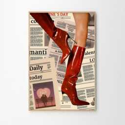 Newspaper High Heels Retro Art Canvas Poster, Trendy Wall Art, Apartment Aesthetic Decor, Home Printed Gift - thumbnail 2
