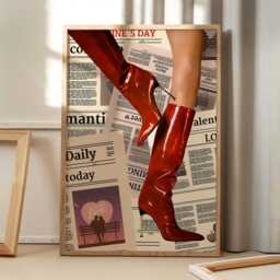 Newspaper High Heels Retro Art Canvas Poster, Trendy Wall Art, Apartment Aesthetic Decor, Home Printed Gift - thumbnail 1