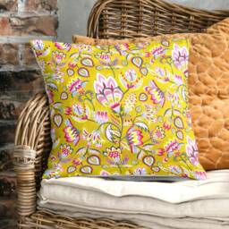 "Mustard/Yellow French Floral Cushion Covers - Warm Country Decor Throw Pillow 18""/20" - thumbnail 2