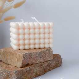 Bubble Cube Candle Handmade Soy & Beeswax, Home Decor - thumbnail 2