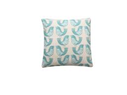 Scandinavian Bird Linen Throw Pillow Cover Aqua Teal Cushion Sham - thumbnail 1