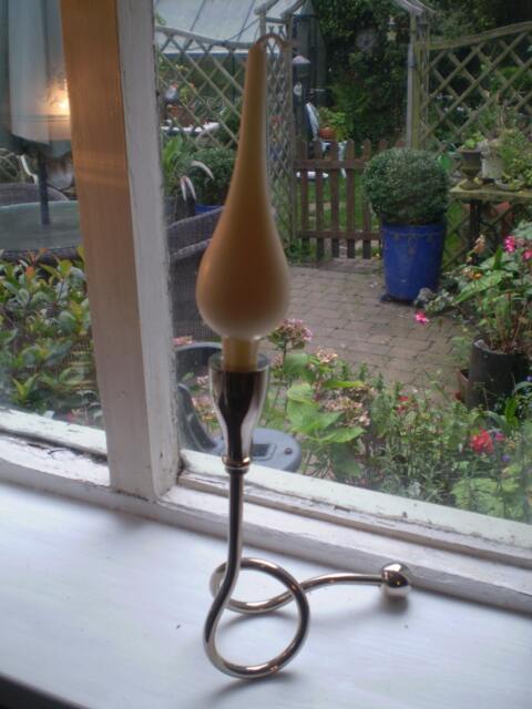 Romantic Trendy Danish Nickle Candle Stand & Teardrop - image 1