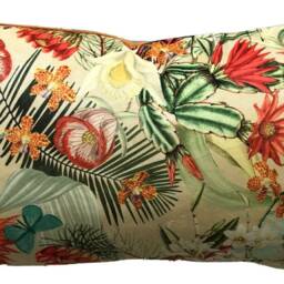 Tropical Floral Velvet Pillow Cover Botanical Print Sofa Cushion - thumbnail 3