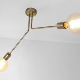 Sira - Mid Century Modern Brass Two-Light Ceiling Lamp - thumbnail 3