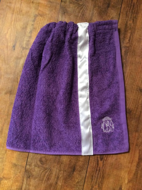 Monogram Princess Baby Towel Wrap - Purple Terry Cloth - image 1