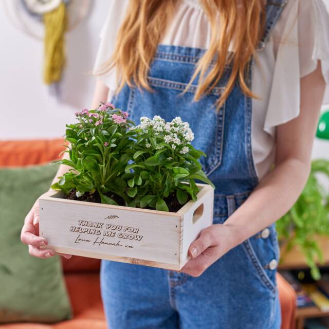 Personalised Wooden Planter, Helping Me Grow Gift