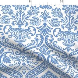 Chinoiserie Damask Curtain Panel - China Blue White Ornate Victorian Robins Egg Custom Porcelain By Muhlenkott - thumbnail 4