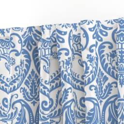 Chinoiserie Damask Curtain Panel - China Blue White Ornate Victorian Robins Egg Custom Porcelain By Muhlenkott - thumbnail 3