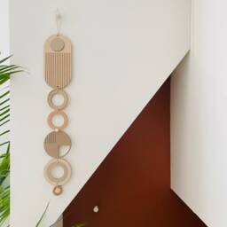 Geometric Wood Wall Art - Modern Pink & Cream, Handmade - thumbnail 3