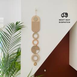 Geometric Wood Wall Art - Modern Pink & Cream, Handmade - thumbnail 1