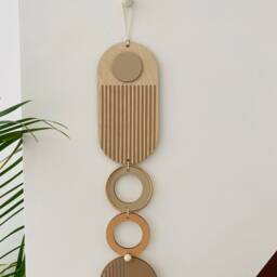 Geometric Wood Wall Art - Modern Pink & Cream, Handmade - thumbnail 2
