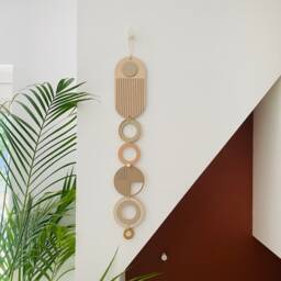 Geometric Wood Wall Art - Modern Pink & Cream, Handmade - thumbnail 4