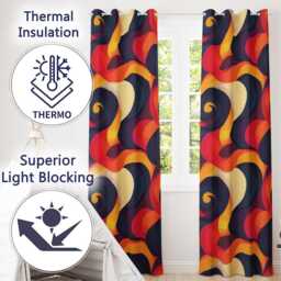 Deep Color Gradient Waves Abstract Flow Seamless Pattern Readymade Eyelet Ring Top Thermal 100% Blackout Curtains - thumbnail 3