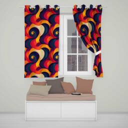 Deep Color Gradient Waves Abstract Flow Seamless Pattern Readymade Eyelet Ring Top Thermal 100% Blackout Curtains - thumbnail 1