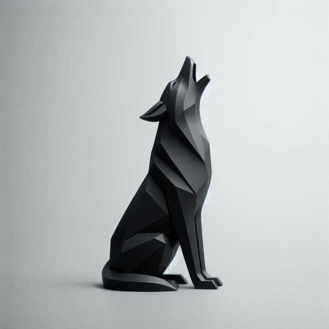 Minimalist Howling Wolf Statue - Modern Art Decor - image 1