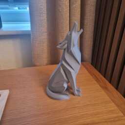 Minimalist Howling Wolf Statue - Modern Art Decor - thumbnail 3
