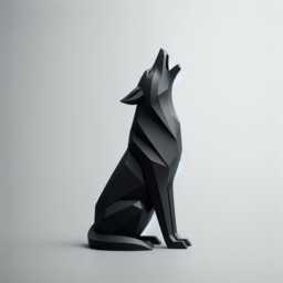 Minimalist Howling Wolf Statue - Modern Art Decor - thumbnail 1