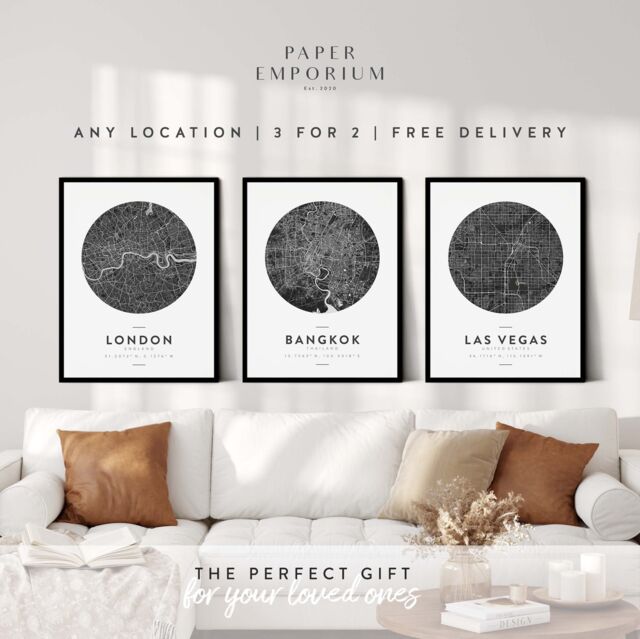Personalised Map Poster - 3 For 2, Custom Coordinates Print, City Wall Art, Any Location Gift Print - image 1