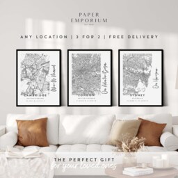 Personalised Map Poster - 3 For 2, Custom Coordinates Print, City Wall Art, Any Location Gift Print - thumbnail 2