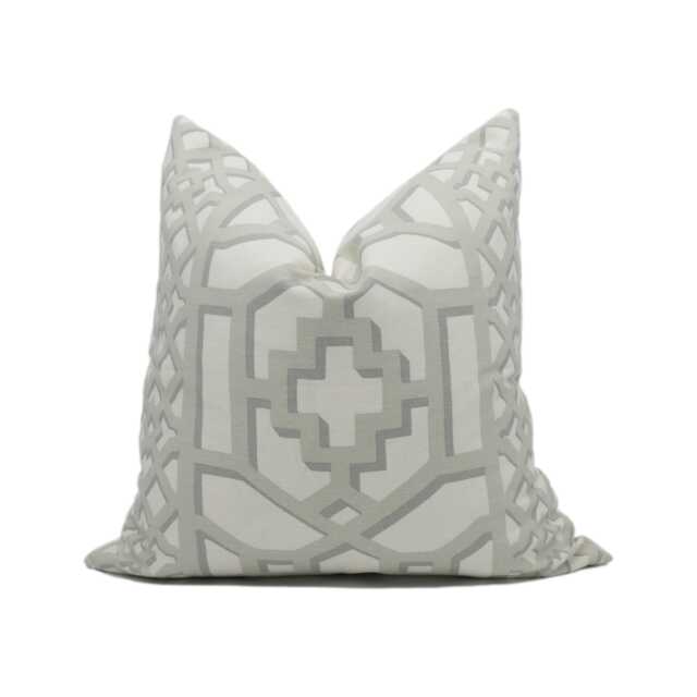 Schumacher - Zanzibar Trellis Cloud Elsie De Wolfe Inspired Designer Cushion Cover Handmade Throw Pillow Luxury Home D??cor - image 1