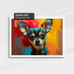 Chihuahua Abstract Painting Framed Poster Print & Canvas Wall Decor Art Bar Kitchen Room Dog Gift Idea Pet - thumbnail 3