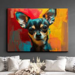 Chihuahua Abstract Painting Framed Poster Print & Canvas Wall Decor Art Bar Kitchen Room Dog Gift Idea Pet - thumbnail 1