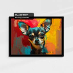Chihuahua Abstract Painting Framed Poster Print & Canvas Wall Decor Art Bar Kitchen Room Dog Gift Idea Pet - thumbnail 2