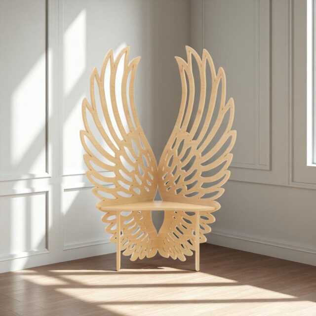 Unfinished Plywood Angel Wing Chair 170cm Tall Throne Seat