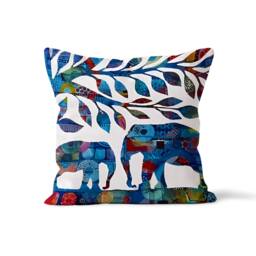 African Style Cushion Cover, Colourful Elephant Pillow Case, Giraffe Kids Room Decor, Flamingo Botanical Home Textiles, Housewarming Gift - thumbnail 2