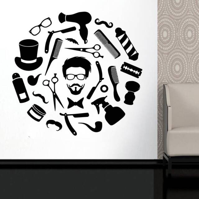 Hair Salon Wall Decal Barber Shop Decor, Stylist Tools T156 - image 1