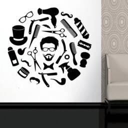 Hair Salon Wall Decal Barber Shop Decor, Stylist Tools T156 - thumbnail 1