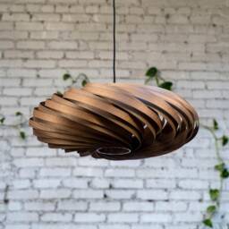 Large Hanging Lamp Made Of Walnut Wood. Handmade Wooden From Cologne Studio - thumbnail 2
