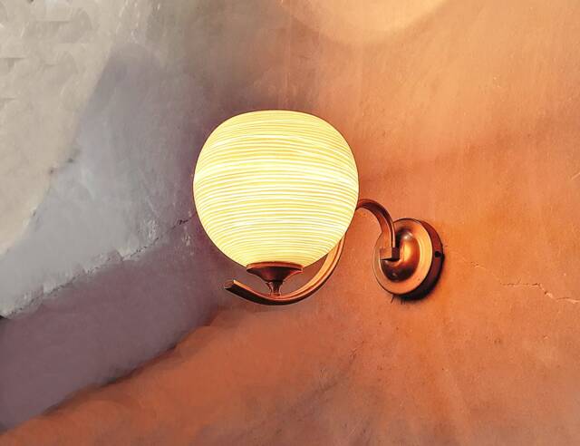 Handmade Porcelain Wall Sconce Carved Texture, Solid Brass Arm - image 1