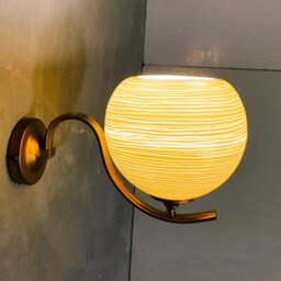 Handmade Porcelain Wall Sconce Carved Texture, Solid Brass Arm - thumbnail 2