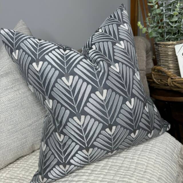 Art Deco Cushion Cover, Decorative Grey Pillow Modern Cover For Sofa, Designer Fabric Clifton - image 1