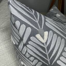 Art Deco Cushion Cover, Decorative Grey Pillow Modern Cover For Sofa, Designer Fabric Clifton - thumbnail 2