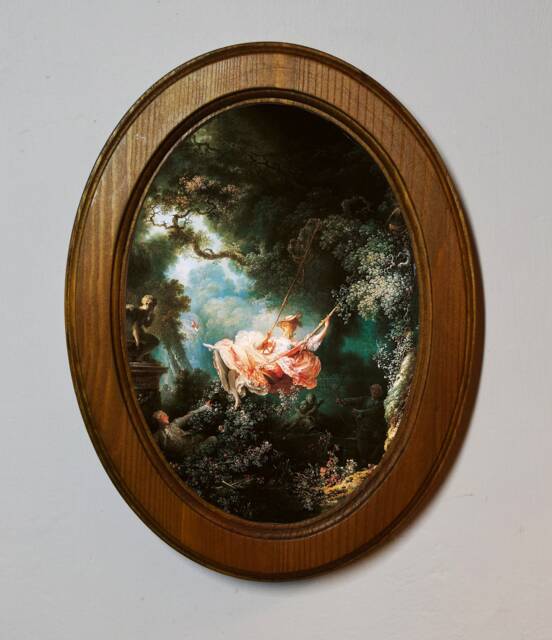 Oak Wooden Framed Picture, Jean Honore Fragonard Art Print, The Swing
