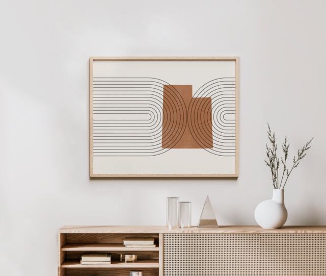 Mid Century Wall Art - Minimalist Utah & Decor, Abstract Mid-Century Modern Prints, State Map Print, Of Print - image 1