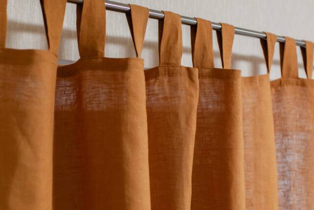 Natural Linen Tab Top Curtains, Farmhouse Rustic Window Drapes, Handmade Custom Length & Size - image 1