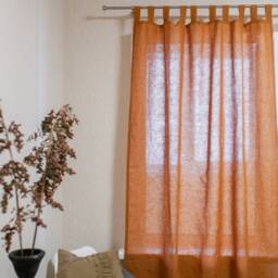 Natural Linen Tab Top Curtains, Farmhouse Rustic Window Drapes, Handmade Custom Length & Size - thumbnail 3