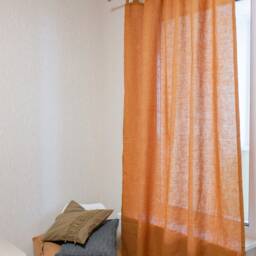 Natural Linen Tab Top Curtains, Farmhouse Rustic Window Drapes, Handmade Custom Length & Size - thumbnail 2