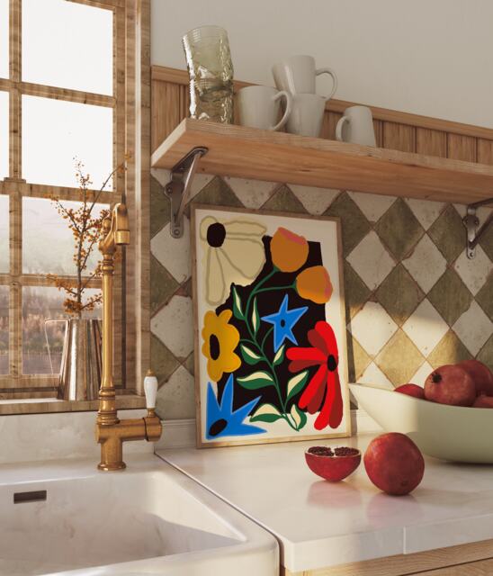 Flowers Unframed Print - Colourful Flower Abstract Poster Floral Art Bouquet Gift Home Wall Decor - image 1
