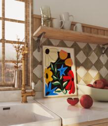 Flowers Unframed Print - Colourful Flower Abstract Poster Floral Art Bouquet Gift Home Wall Decor - thumbnail 1